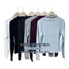 A six-color set of black fungus edge blended long-sleeved base layer with light gray and blue cross-stitching Item Picture